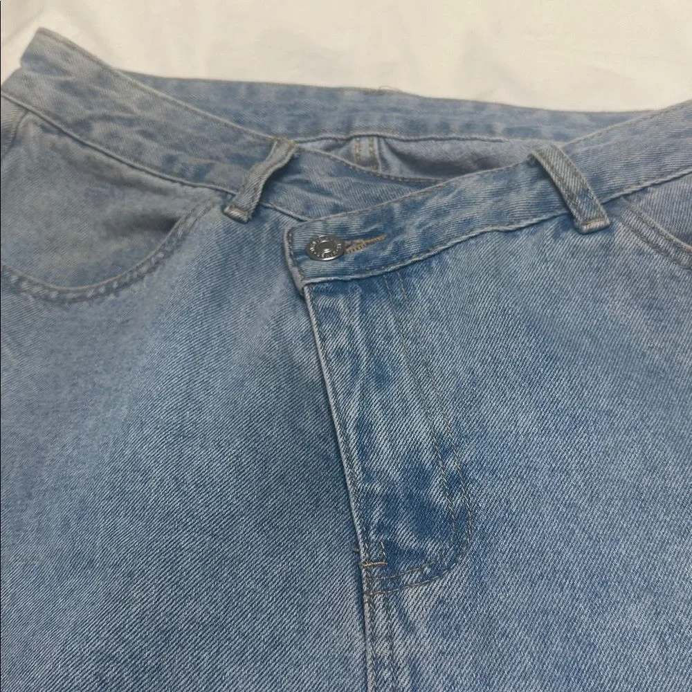 Denim asymmetrical at zipper maxi skirt - Picture 4 of 8